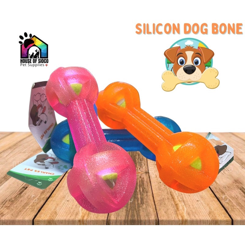 Rubber Dog Toy Dumbbell with Tennis Ball
