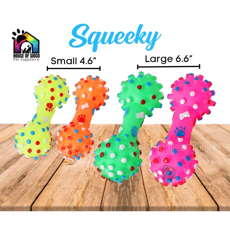 Dog Chew Toy Squeaky Rubber Dumbbell