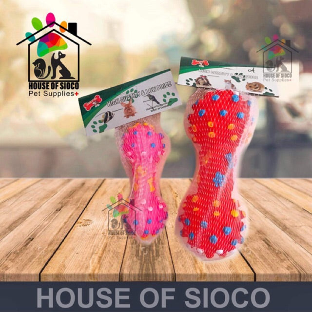 Dog Chew Toy Squeaky Rubber Dumbbell