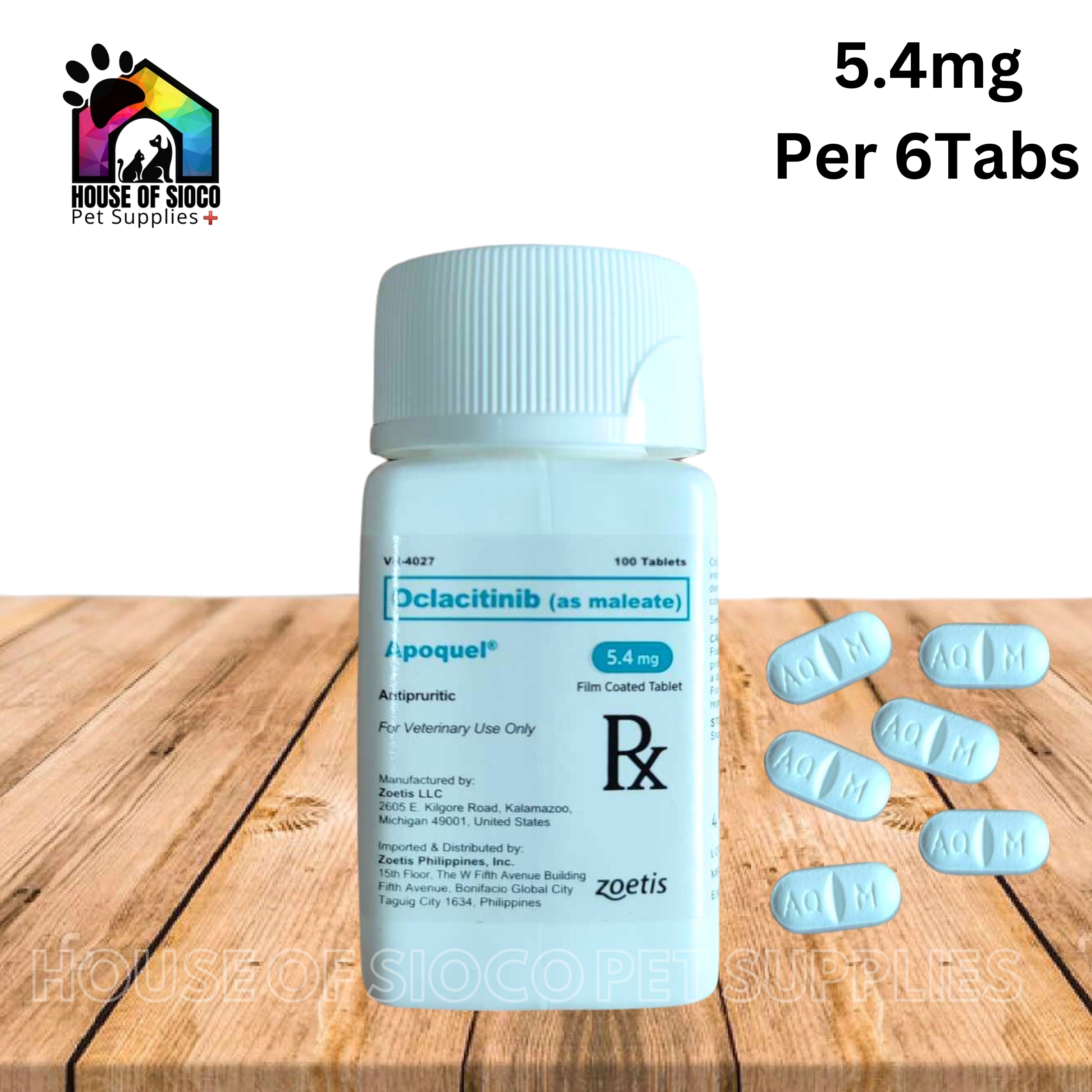 Apoquel Film Coated Tablet For Dogs 5.4mg SOLD PER TAB (Anti-Itching, Dermatitis)