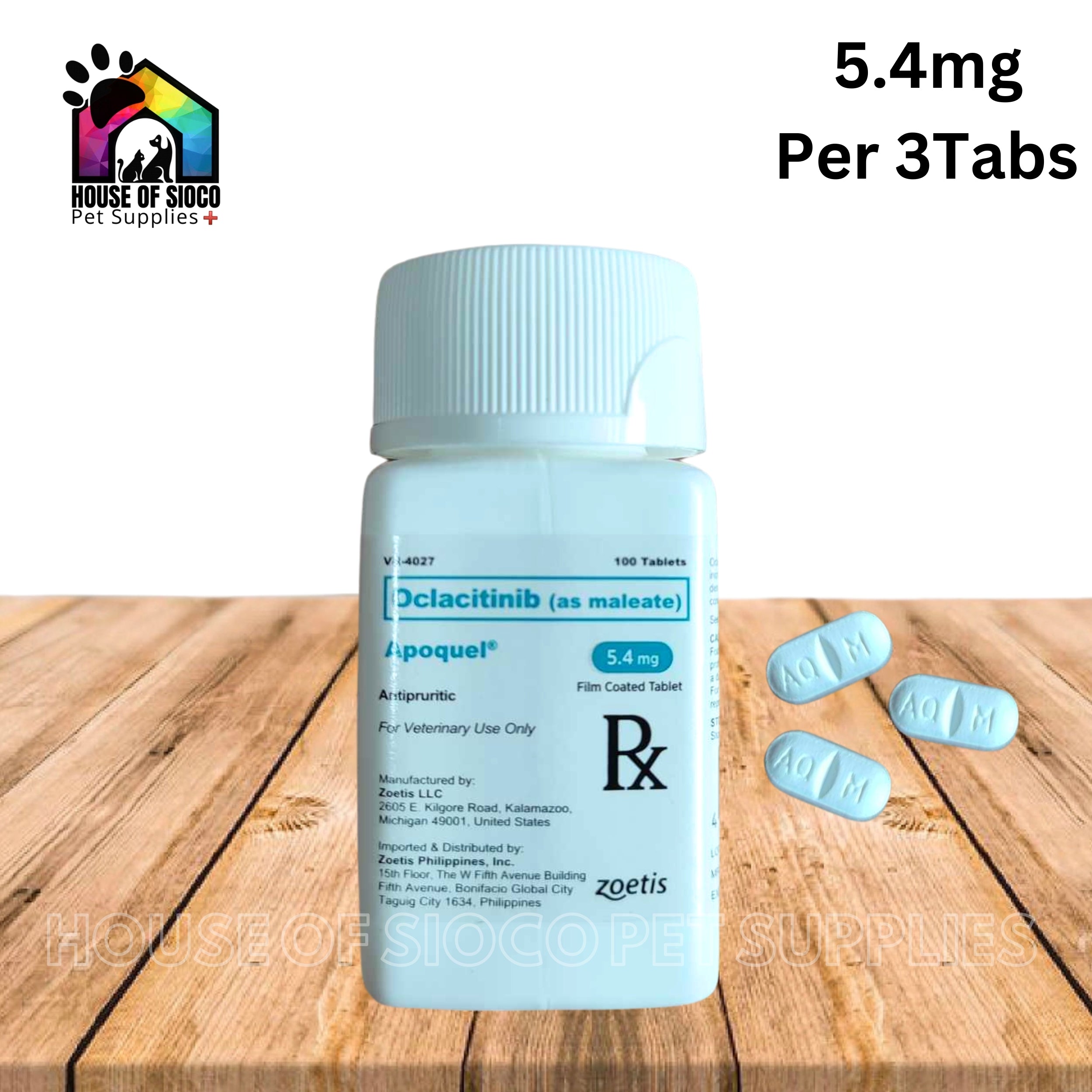 Apoquel Film Coated Tablet For Dogs 5.4mg SOLD PER TAB (Anti-Itching, Dermatitis)