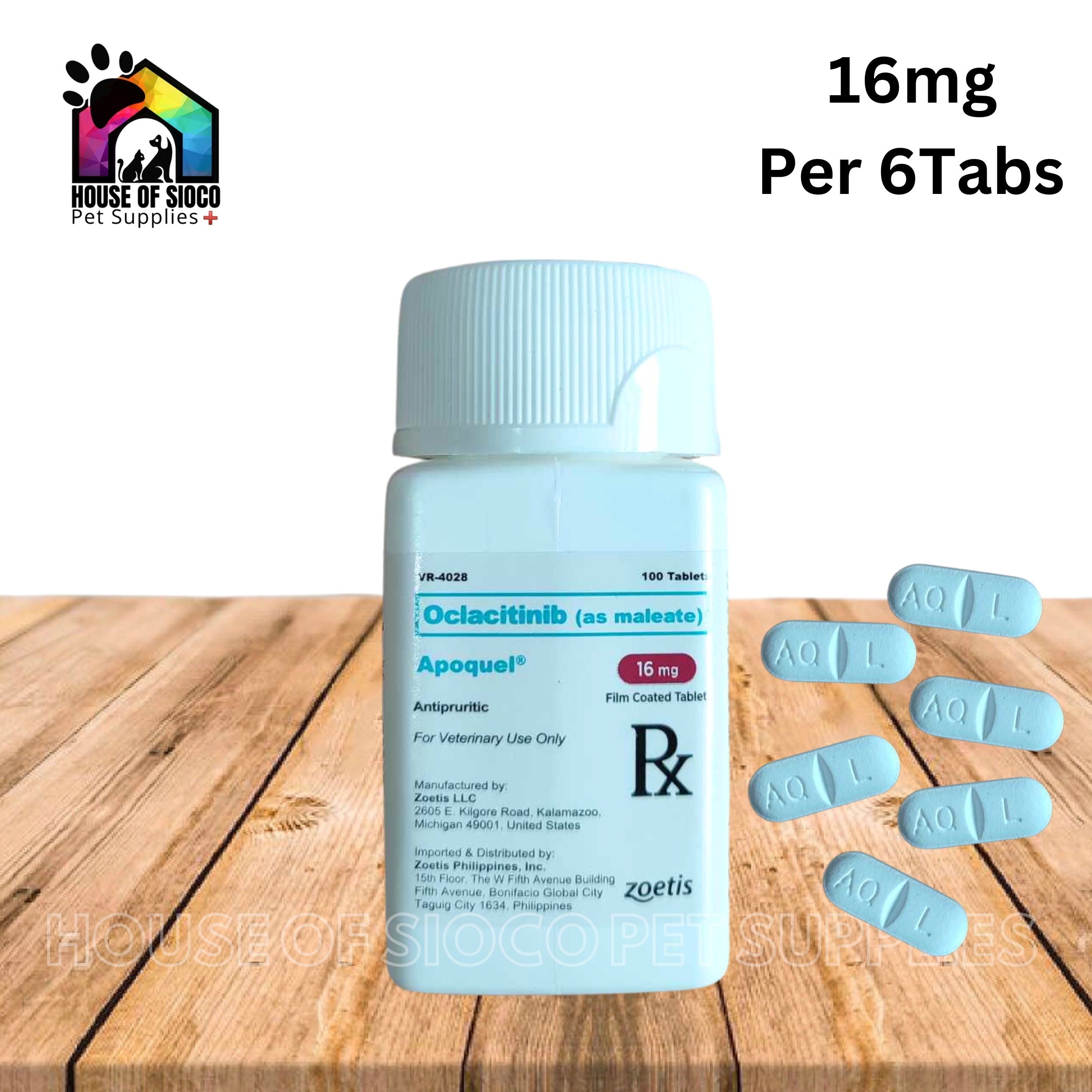 Apoquel Film Coated Tablet For Dogs 16mg SOLD PER TAB (Anti-Itching, Dermatitis)