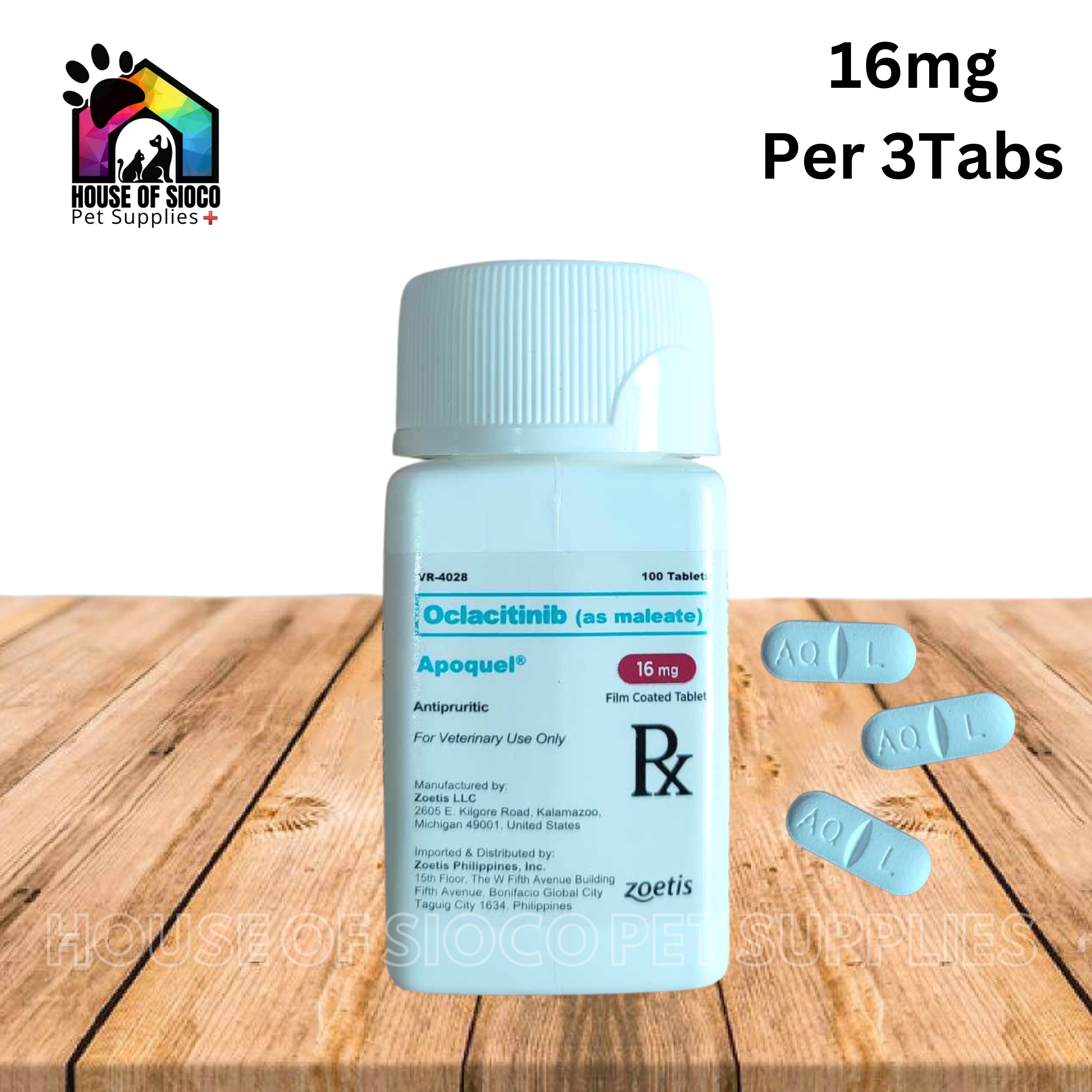 Apoquel Film Coated Tablet For Dogs 16mg SOLD PER TAB (Anti-Itching, Dermatitis)