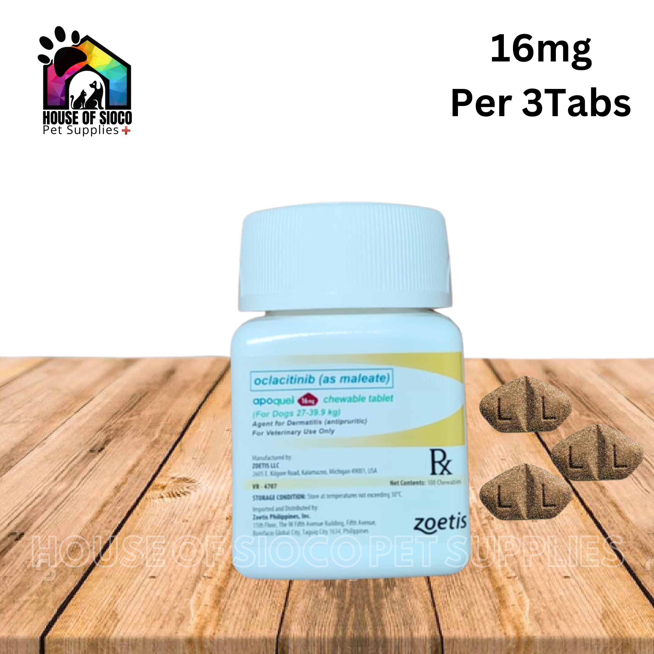 Apoquel Chewable Tablet For Dogs 16mg SOLD PER TAB (Anti-Itching, Dermatitis)