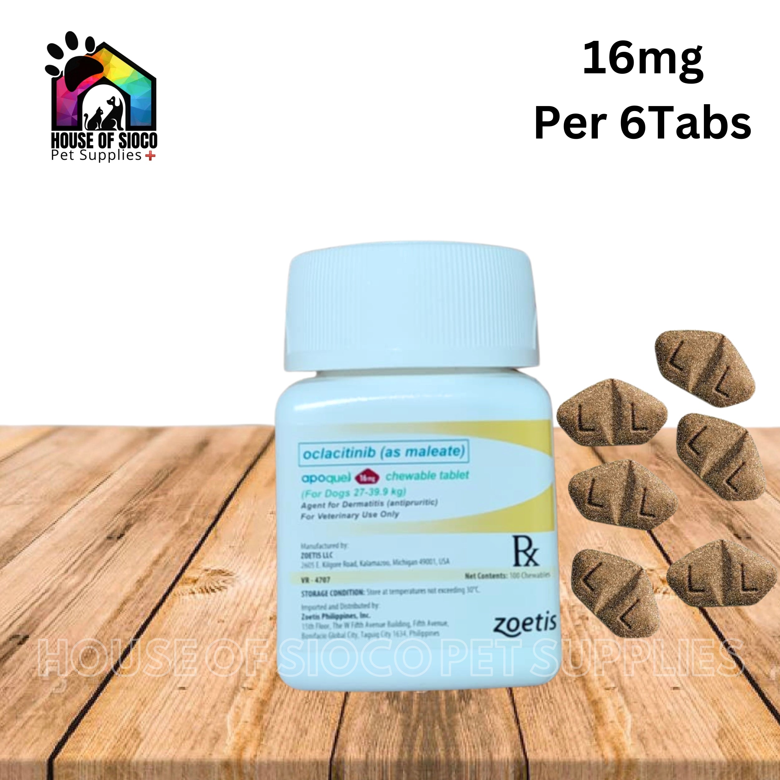 Apoquel Chewable Tablet For Dogs 16mg SOLD PER TAB (Anti-Itching, Dermatitis)