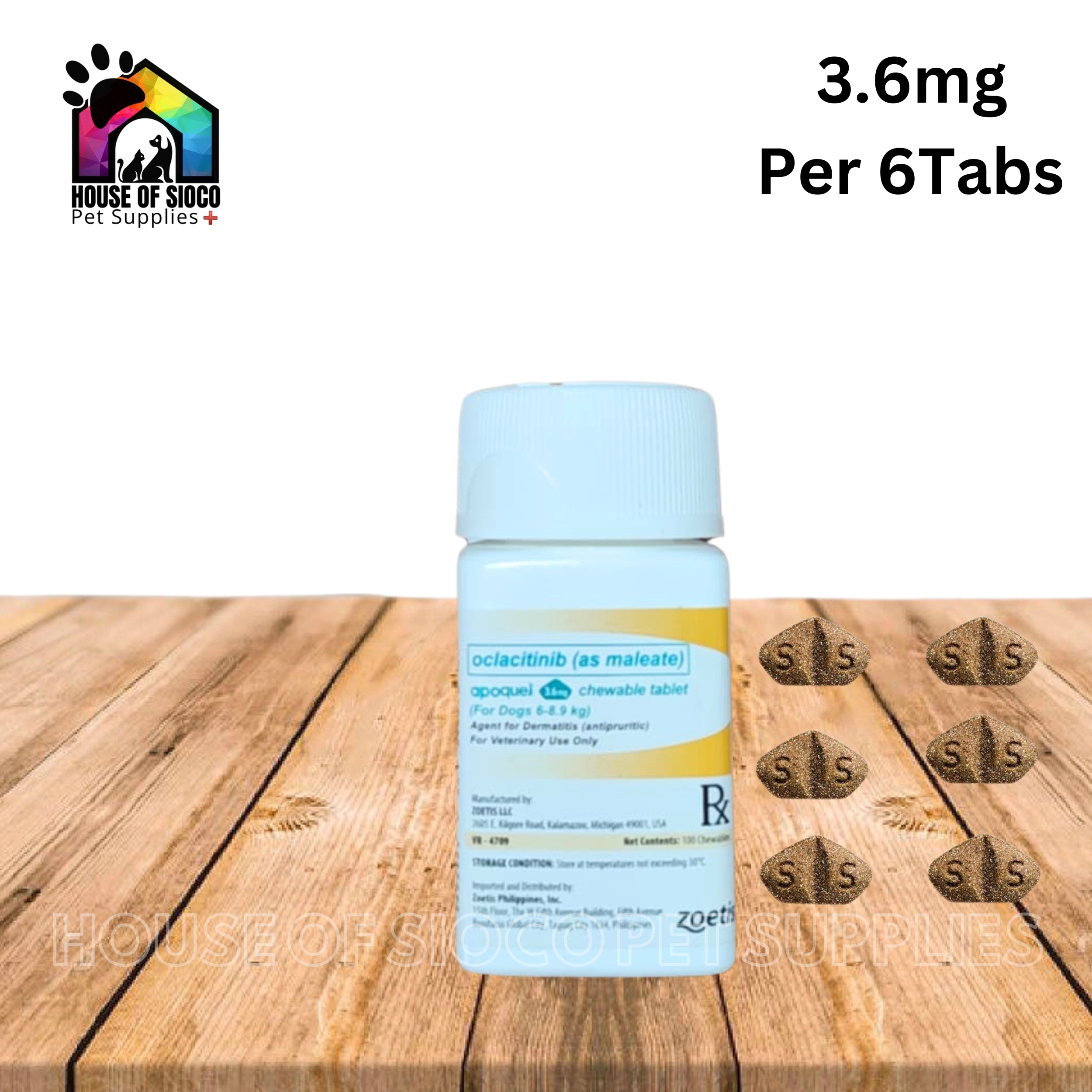 Apoquel Chewable Tablet For Dogs 3.6mg SOLD PER TAB (Anti-Itching, Dermatitis)