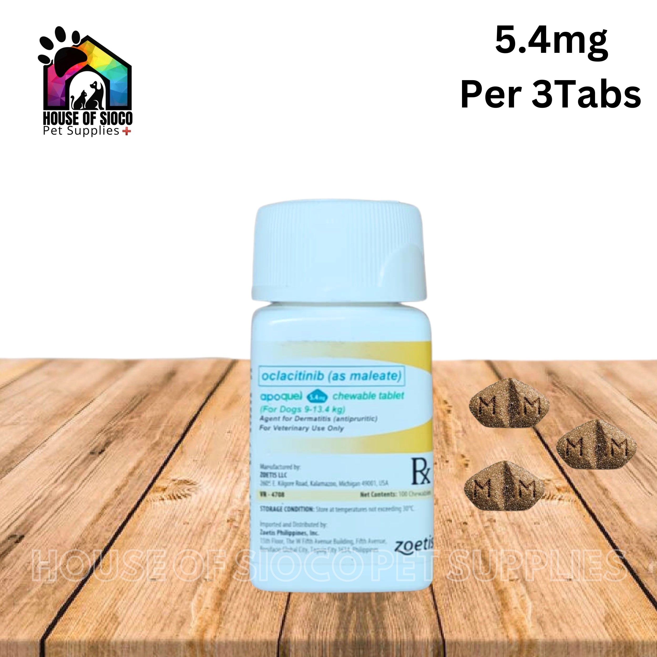 Apoquel Chewable Tablet For Dogs 5.4mg SOLD PER TAB (Anti-Itching, Dermatitis)