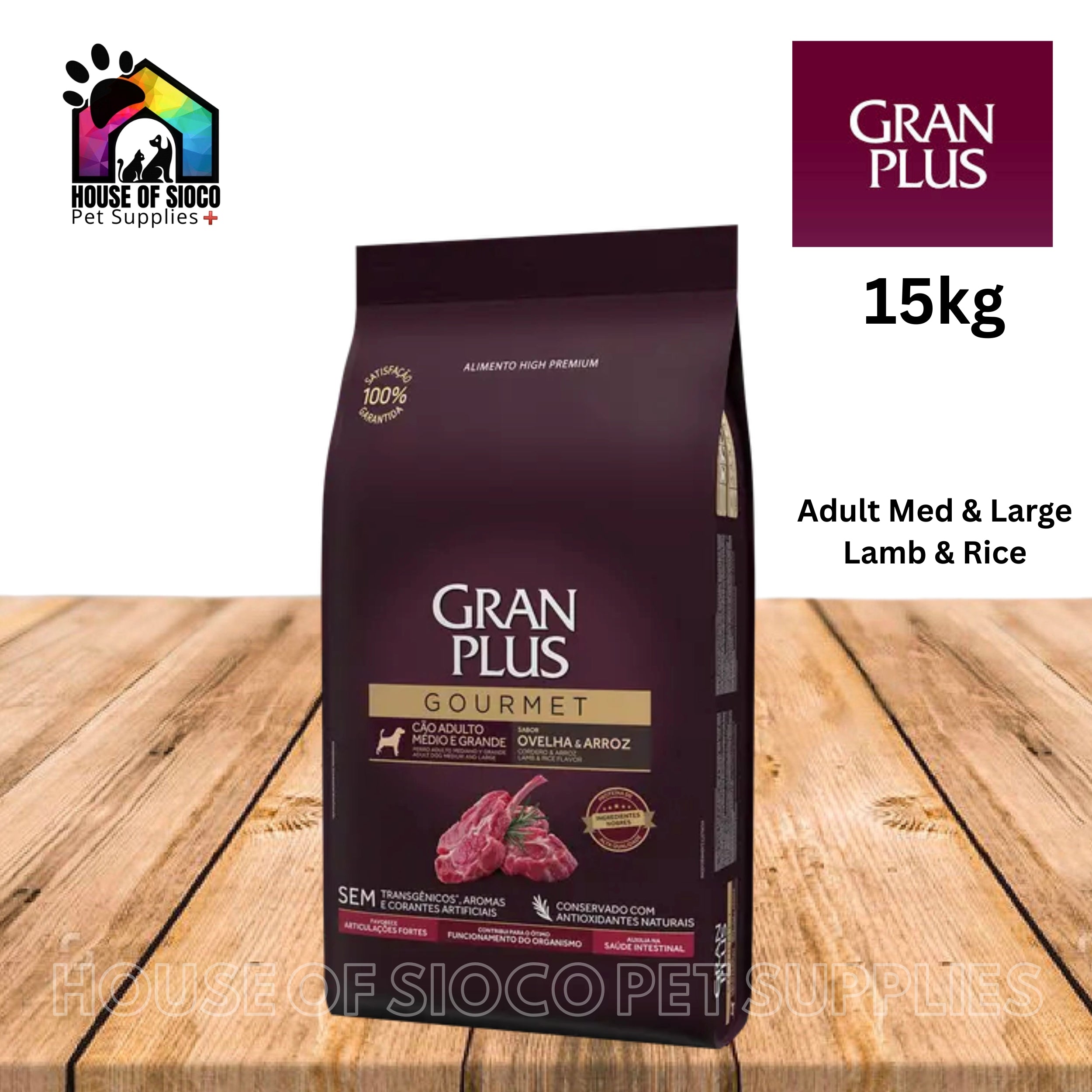 Gran Plus Gourmet Adult Medium and Large Dry Dog Food 15kg (Lamb & Rice)
