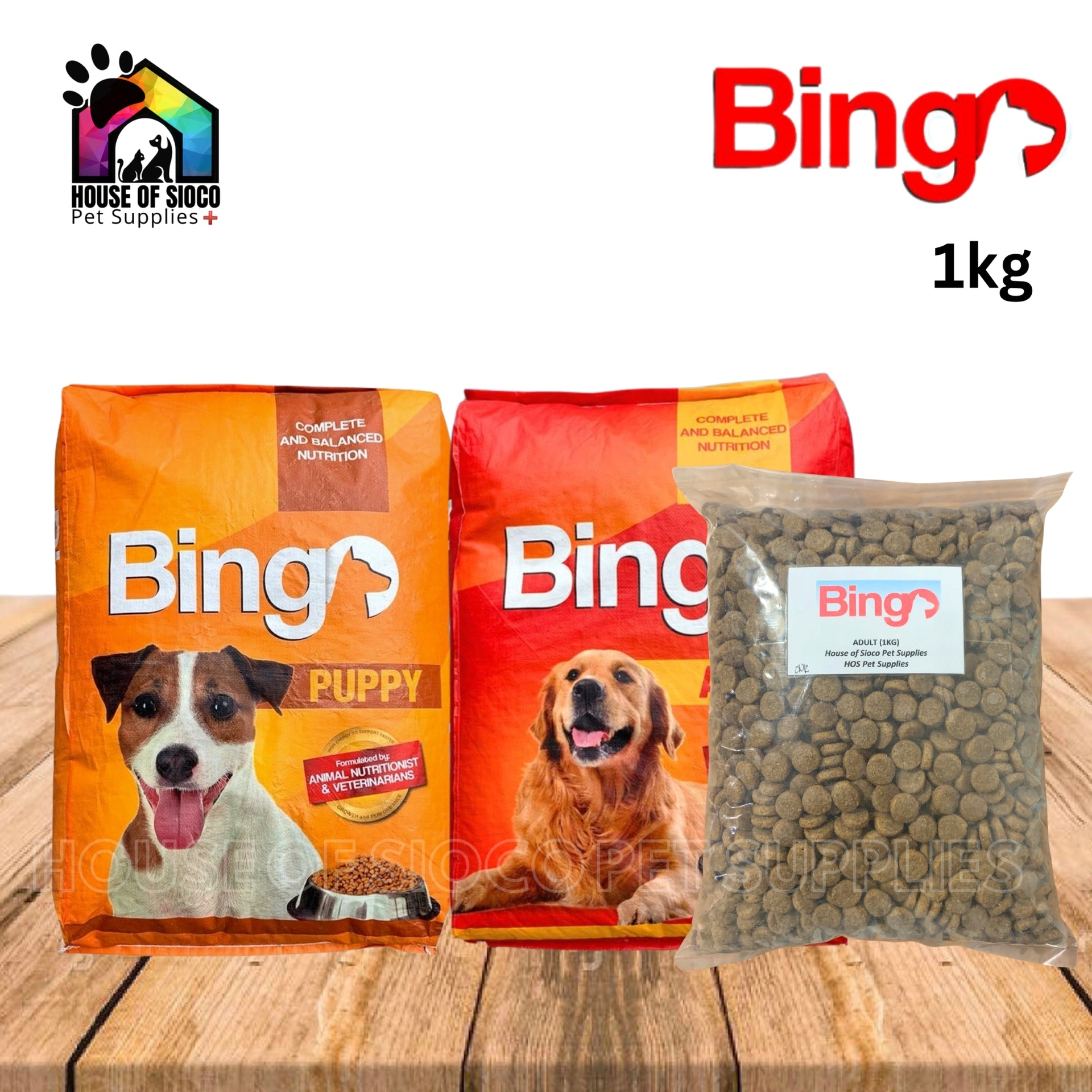 Bingo Dry Dog Food For Adult & Puppy 1kg