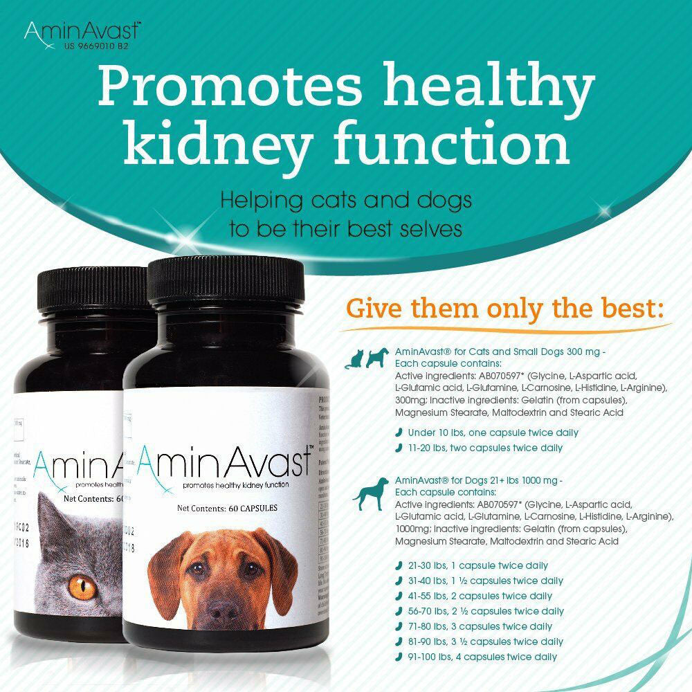 AminAvast Kidney Support For Dogs 1000mg 60Caps/Bottle (PRESCRIPTION REQUIRED)
