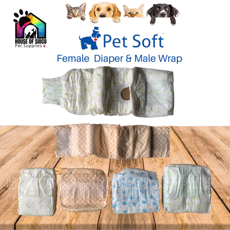 Pet Soft Disposable Female Diaper and Male Wrap (Per Piece)