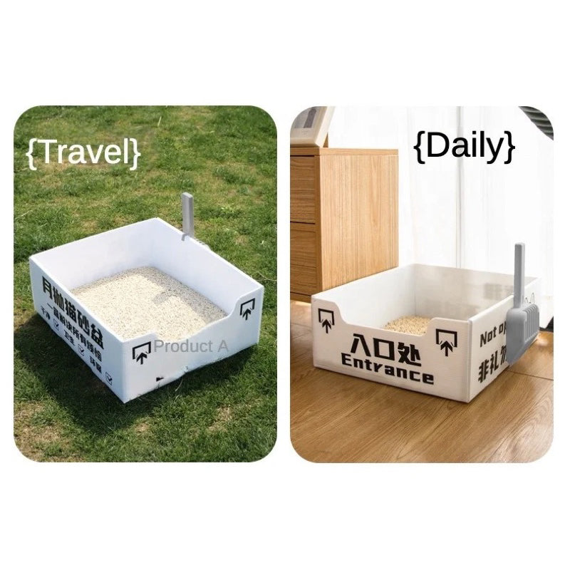Foldable Cat Litter Box For Travel/ Camping