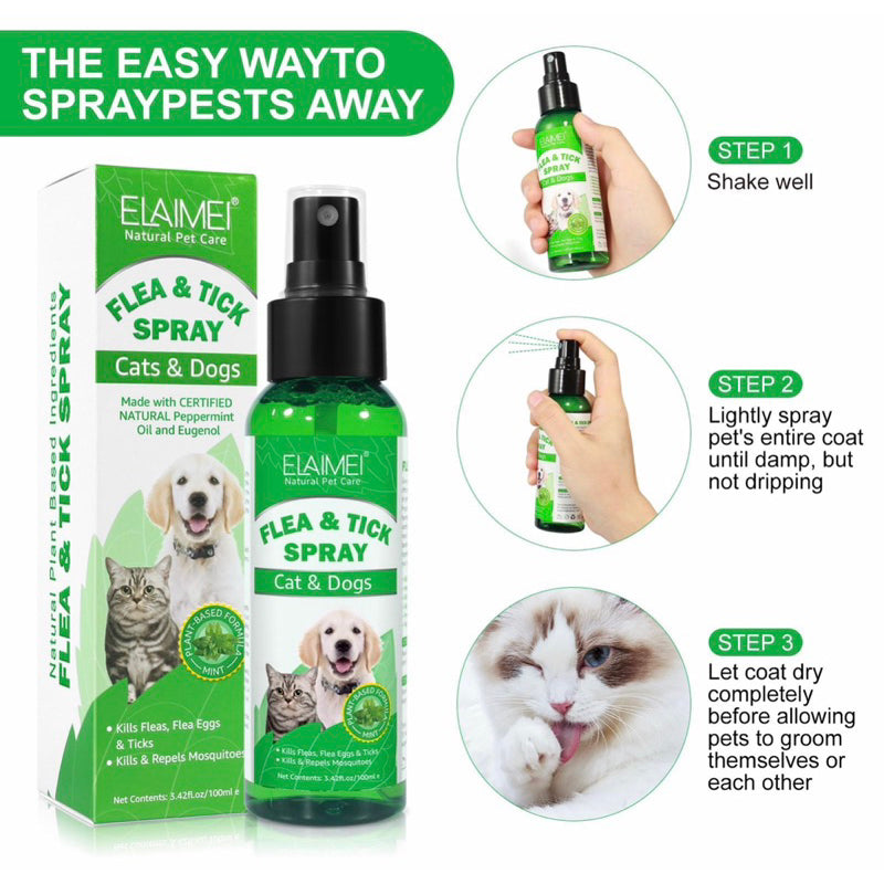 Elaimei Tick and Flea Spray For Cat and Dogs 100ml
