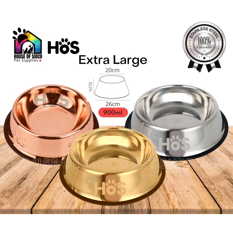 HOS Stainless / Rosegold / Gold Pet Bowl (Large, XL)