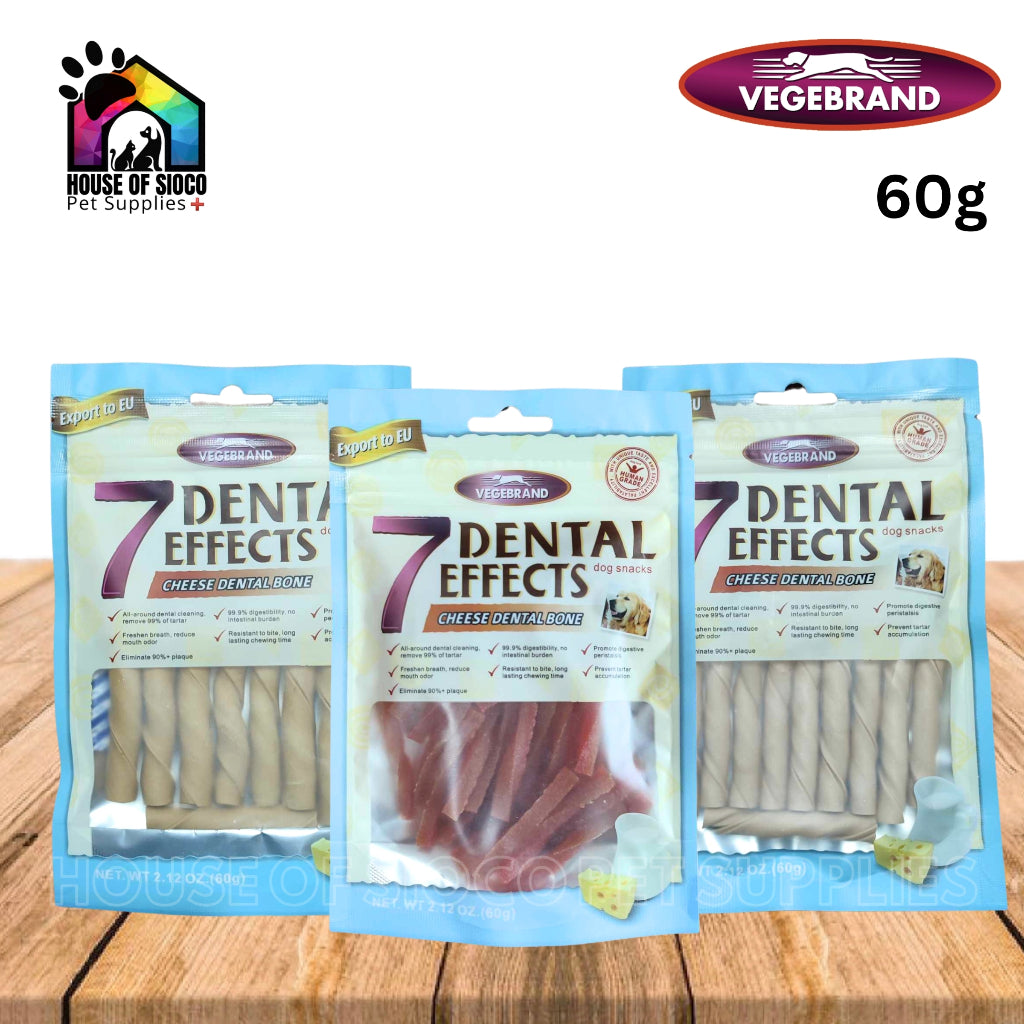 Vegebrand 7 Dental Effects Cheese Dental Bone Dog Snacks 60g