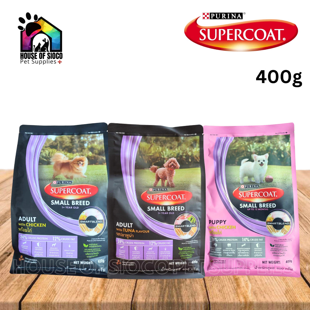 Purina Supercoat Small Breed Puppy & Adult Dry Dog Food 400g