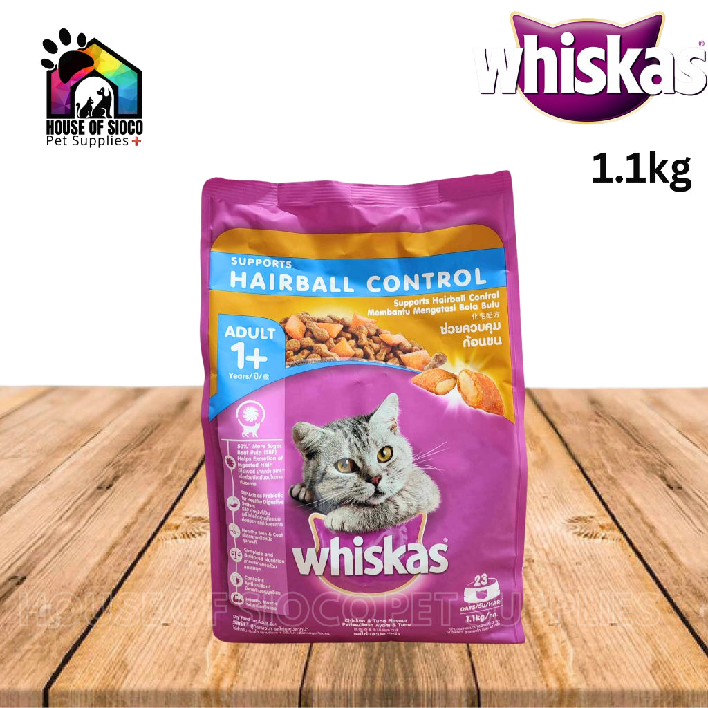 Whiskas Hairball Control Dry Adult Cat Food 1.1kg