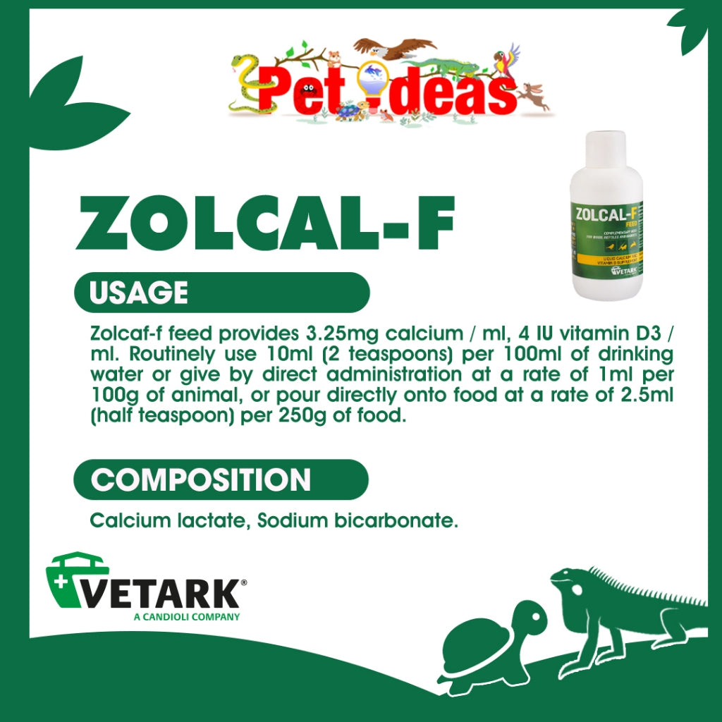 Vetark Zolcal-F For Birds, Reptiles And Rabbits 120ml