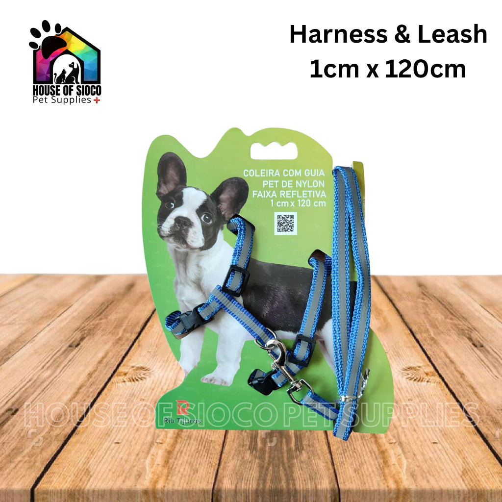 Pet Harness With Leash (Nylon With Reflective Strip)