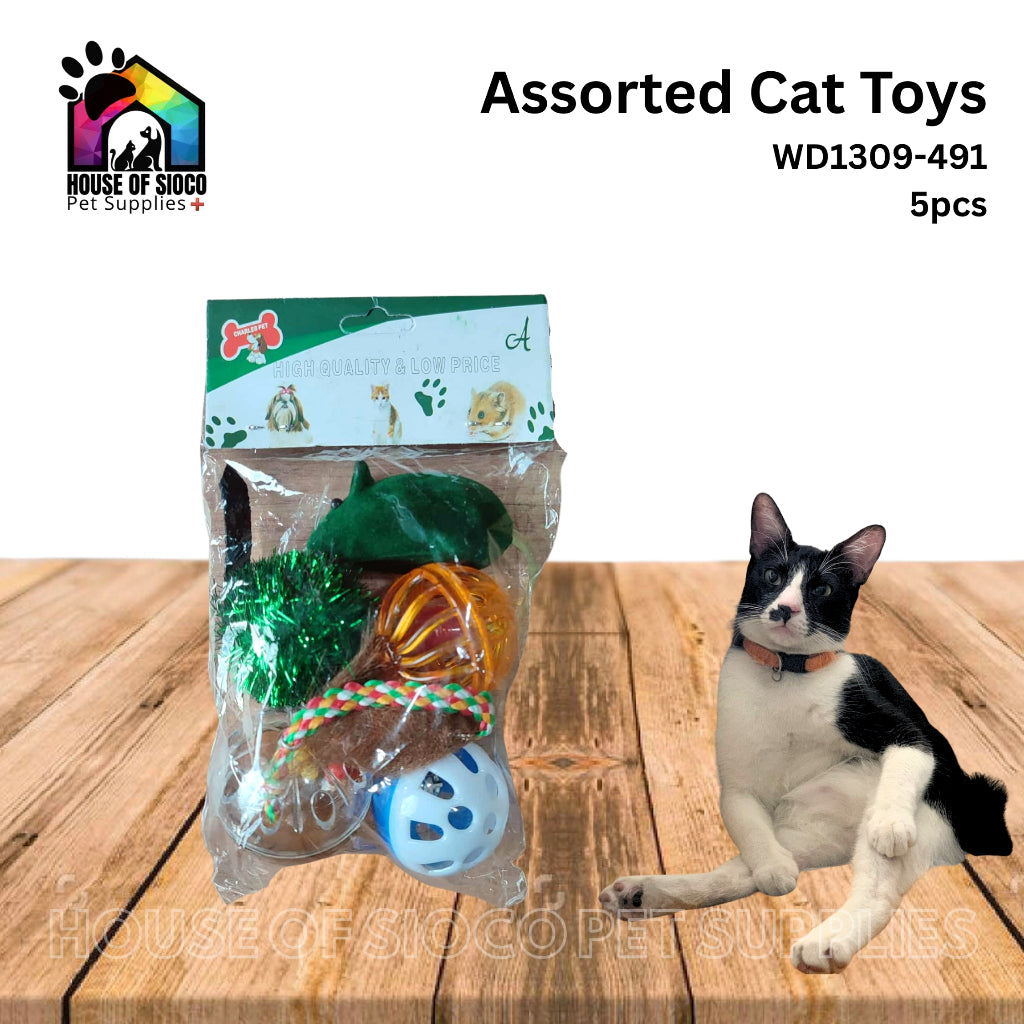 Cat Toys Assorted Balls, Mouse & Feathers