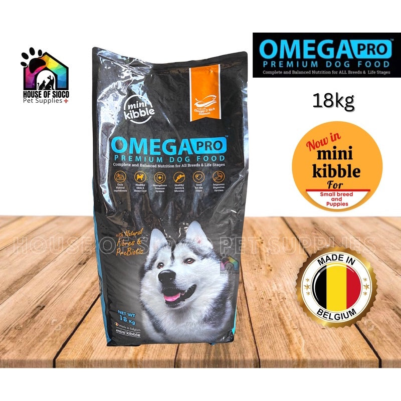 Omega Pro Premium Dry Dog Food (Mini Kibbles) 18kg