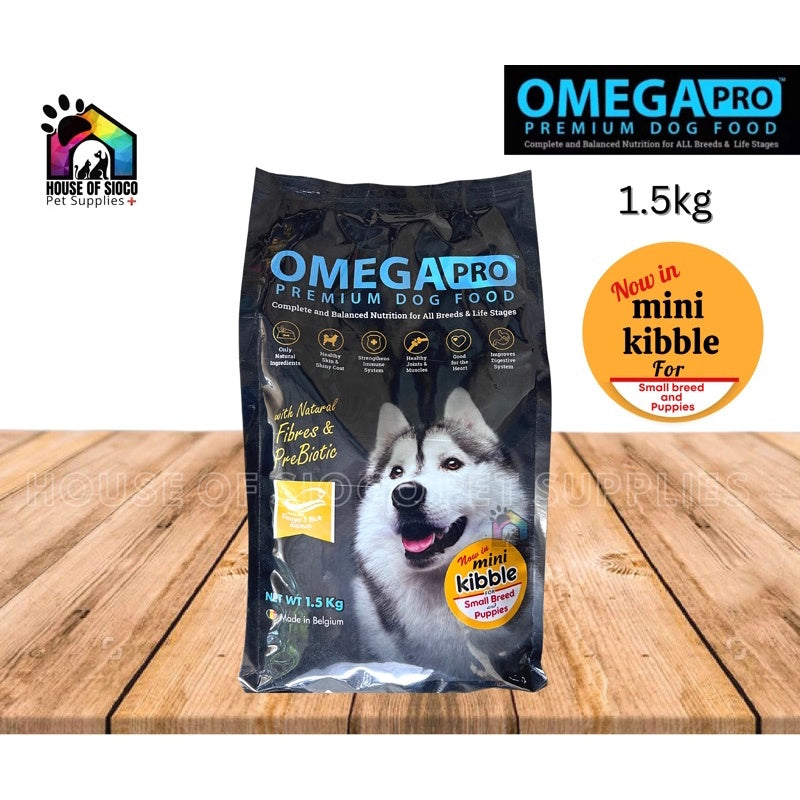 Omega Pro Premium Dry Dog Food (Mini Kibbles) 1.5kg