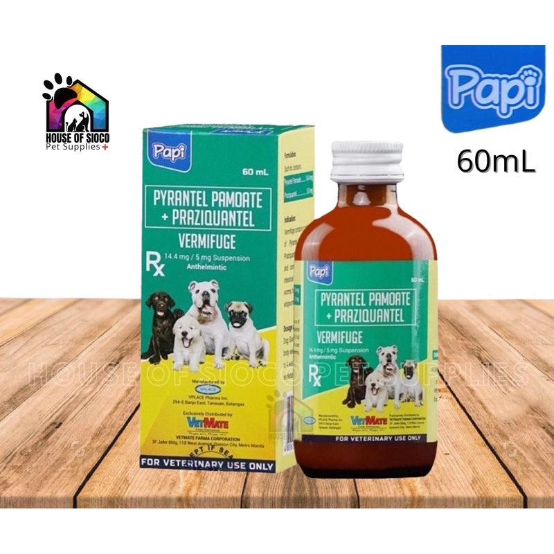 Papi Vermifuge Suspension Dewormer For Pets 60ml