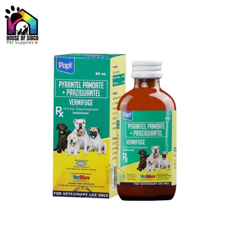 Papi Vermifuge Suspension Dewormer For Pets 60ml