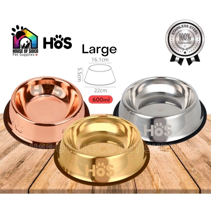 HOS Stainless / Rosegold / Gold Pet Bowl (Large, XL)