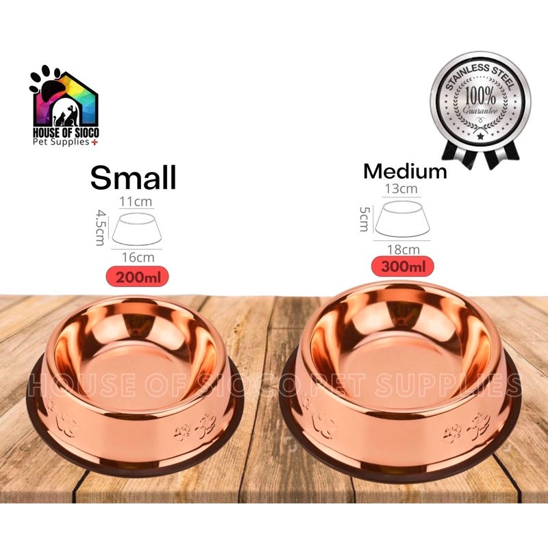 HOS Rosegold Stainless Pet Bowl (Small, Medium)