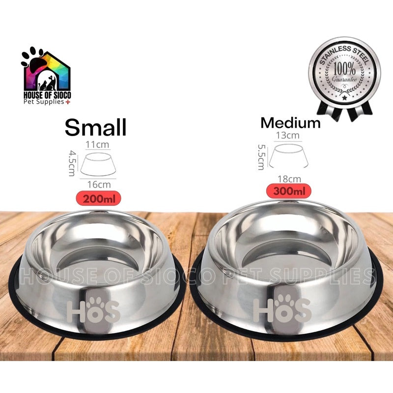 HOS Stainless Pet Bowl (Small, Medium)