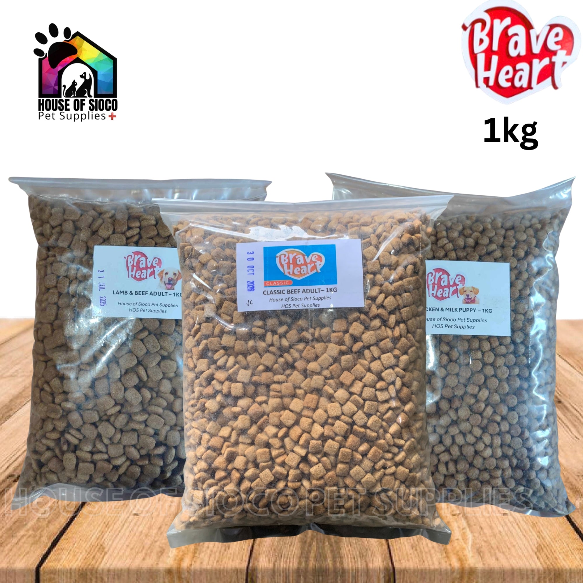 Brave Heart Adult & Puppy Dry Dog Food 1kg (Rpck)
