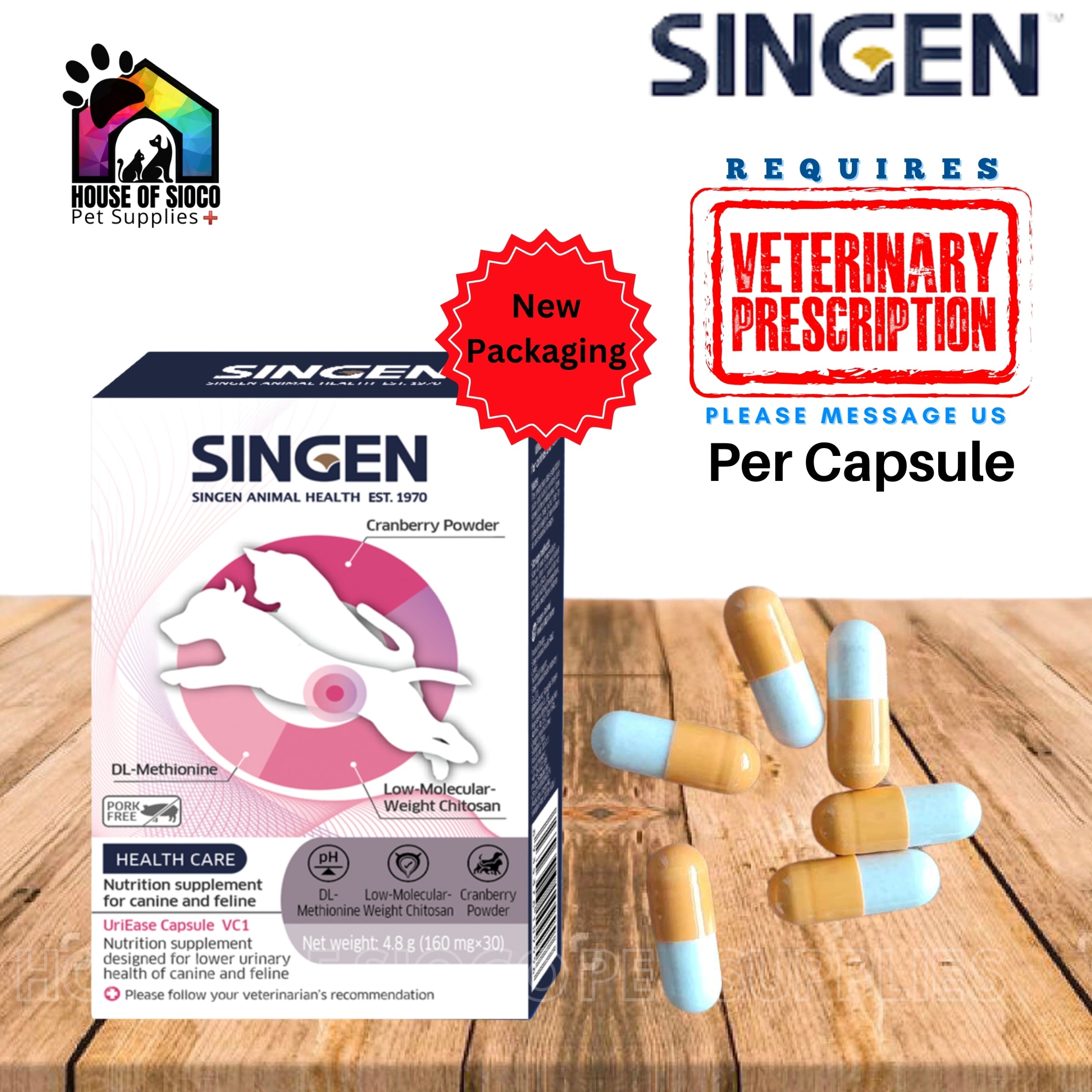 Singen UriEase Capsule For Cats & Dogs per Capsule (PRESCRIPTION REQUIRED)